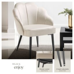tectake Accent Chair Hellen Per Piece - Cream/Gold in Cream - Size: 1 Pack - thumbnail 3