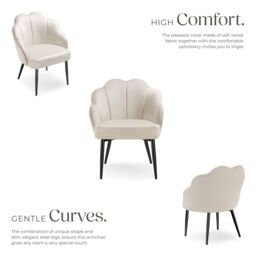 tectake Accent Chair Hellen Per Piece - Cream/Gold in Cream - Size: 1 Pack - thumbnail 4