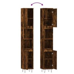 Berkfield Home Bathroom Cabinet Smoked Oak 30x30x190 cm Engineered Wood in Brown - Size: 30 x 30 x 190 cm - thumbnail 9