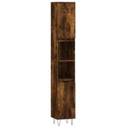 Berkfield Home Bathroom Cabinet Smoked Oak 30x30x190 cm Engineered Wood in Brown - Size: 30 x 30 x 190 cm