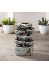 Garden Sanctuary Electric LED Waterfall Feature Outdoor Water Fountain Rockery Decor in Natural - thumbnail 2