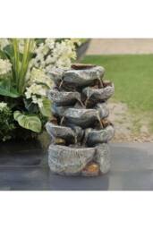 Garden Sanctuary Electric LED Waterfall Feature Outdoor Water Fountain Rockery Decor in Natural