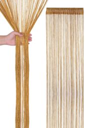 Neel Blue Glitter String Curtain Polyester Fringe Panel Spaghetti Tassel Curtain, 200cm x 90cm in Gold - Size: 200 cm x 90 cm