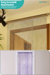Neel Blue Glitter String Curtain Polyester Fringe Panel Spaghetti Tassel Curtain, 200cm x 90cm in Gold - Size: 200 cm x 90 cm - thumbnail 6