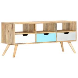 Berkfield Home TV Cabinet 110x35x48 cm Solid Mango Wood - Size: 110 x 35 x 48 cm - thumbnail 7