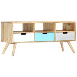 Berkfield Home TV Cabinet 110x35x48 cm Solid Mango Wood - Size: 110 x 35 x 48 cm - thumbnail 9