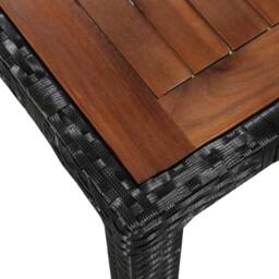 Berkfield Home 9 Piece Outdoor Dining Set Poly Rattan & Acacia Wood Black - thumbnail 4