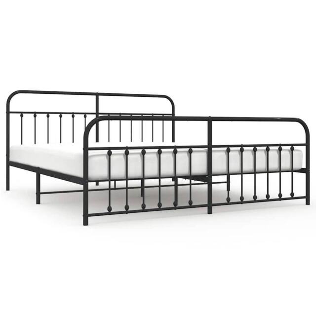 Berkfield Home Metal Bed Frame with Headboard & Footboard Black 193x203 cm - image 1
