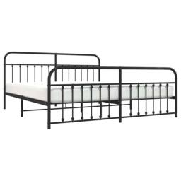Berkfield Home Metal Bed Frame with Headboard & Footboard Black 193x203 cm - thumbnail 5