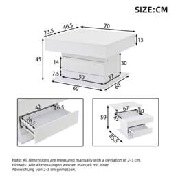 Rolipo White High Gloss Lift Top Coffee Table Rotating Centre Table - Size: 1 Pack - thumbnail 5