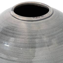 Wyld Haus Bloomwood Grey Glazed Round Ceramic Vase Crackle Effect - thumbnail 3