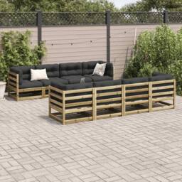 Berkfield Home 9 Piece Garden Sofa Set Impregnated Wood Pine in Brown - thumbnail 3