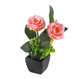 Voltico Artificial Rose in Ceramic Pot - Elegant Home Décor in Light Pink - thumbnail 3
