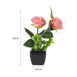 Voltico Artificial Rose in Ceramic Pot - Elegant Home Décor in Light Pink - thumbnail 4