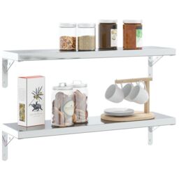 Berkfield Home Shelf Brackets 4 pcs 20x2.5x14 cm Silver Stainless Steel - thumbnail 4