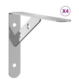 Berkfield Home Shelf Brackets 4 pcs 20x2.5x14 cm Silver Stainless Steel - thumbnail 2