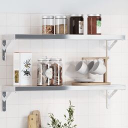 Berkfield Home Shelf Brackets 4 pcs 20x2.5x14 cm Silver Stainless Steel