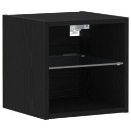 Berkfield Home LED TV Cabinet 2 pcs Black Oak 30x28, 5x30 cm Engineered Wood - thumbnail 6