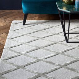 The Rug Shop UK Silver Handmade Geometric Luxurious Easy to Clean Area Rug - Size: 200 cm x 290 cm - thumbnail 1