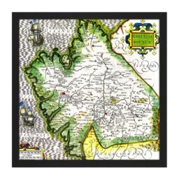 "Artery8 Wall Art Print Map Antique Mercator 16th Century Galicia Old Replica Square Framed Picture 16X16 Inch in Black - Size: W16"" x H16""" - thumbnail 1