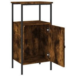 Berkfield Home Bedside Cabinet Smoked Oak 41x31x80 cm Engineered Wood in Brown - Size: 41 x 31 x 80 cm - thumbnail 6