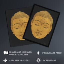 "Artery8 Bronze Gold Head of Buddha Reijer Stolk Wall Art Poster Print in Black - Size: W18"" x H24""" - thumbnail 2