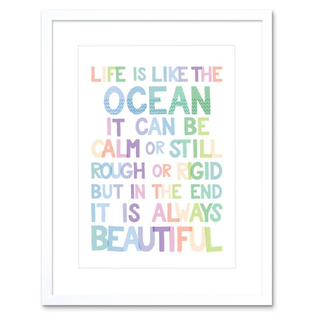 "Artery8 Wall Art Print Ocean Always Beautiful Framed in White - Size: W7"" x H9""" - image 1