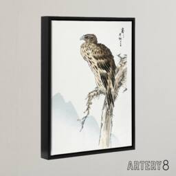 "Artery8 Black Eared Kite Bird Japanese Framed Canvas Wall Art Print Kashu - Size: W12"" x H16""" - thumbnail 2