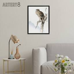 "Artery8 Black Eared Kite Bird Japanese Framed Canvas Wall Art Print Kashu - Size: W12"" x H16""" - thumbnail 3