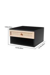 H&O Direct Floating Bedroom Nightstand with Pseudo-rattan Drawer in Black - thumbnail 6