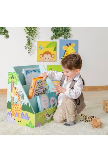 Teamson Kids Fantasy Fields Sunny Safari Kids Bookshelf Bookcase in Blue - image 1
