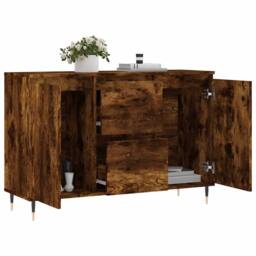 Berkfield Home Sideboard Smoked Oak 104x35x70 cm Engineered Wood in Brown - Size: 104 x 35 x 70 cm - thumbnail 4