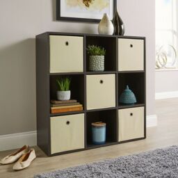 Home Source Storage Cube 9 Shelf Bookcase Wooden Display Unit Organiser Home in Black - thumbnail 3