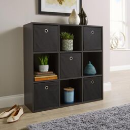 Home Source Storage Cube 9 Shelf Bookcase Wooden Display Unit Organiser Home in Black - thumbnail 4