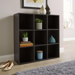 Home Source Storage Cube 9 Shelf Bookcase Wooden Display Unit Organiser Home in Black