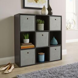 Home Source Storage Cube 9 Shelf Bookcase Wooden Display Unit Organiser Home in Black - thumbnail 2