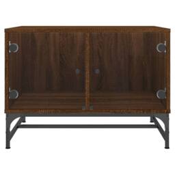 Berkfield Home Coffee Table with Glass Doors Brown Oak 68.5x50x50 cm - thumbnail 5