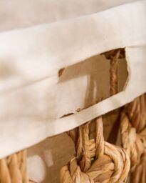 Dibor Traditional Style Wicker Large Rectangular Indoor Storage Basket with Cotton H59 x W51cm in Natural - thumbnail 4