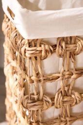 Dibor Traditional Style Wicker Large Rectangular Indoor Storage Basket with Cotton H59 x W51cm in Natural - thumbnail 2