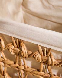 Dibor Traditional Style Wicker Large Rectangular Indoor Storage Basket with Cotton H59 x W51cm in Natural - thumbnail 3