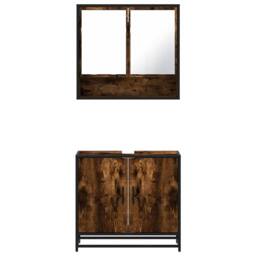 Berkfield Home 2 Piece Bathroom Furniture Set Smoked Oak Engineered Wood in Brown - thumbnail 5