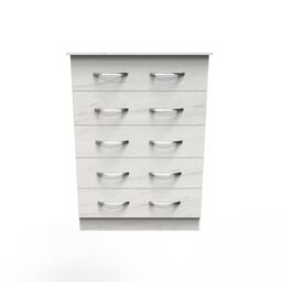 Ready Assembled 2 U Hampshire 5 Drawer Chest (Ready Assembled) in White - thumbnail 1