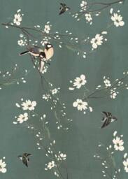 Superfresco Easy Birds & Blossom Dark Green Print To Order 3m x 2.8m Mural - thumbnail 2