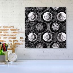 "Warren Reed - Designer Black White Moon & Sun Canvas in Grey - Size: W30"" x H30""" - thumbnail 2