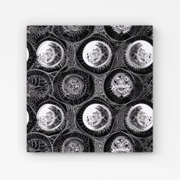 "Warren Reed - Designer Black White Moon & Sun Canvas in Grey - Size: W30"" x H30""" - thumbnail 1
