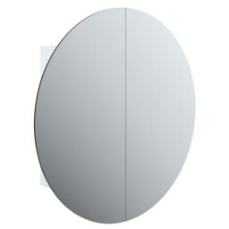 Berkfield Home Bathroom Cabinet with Round Mirror&LED White 54x54x17.5 cm - thumbnail 2