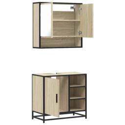 Berkfield Home 2 Piece Bathroom Furniture Set Sonoma Oak Engineered Wood in Brown - thumbnail 8