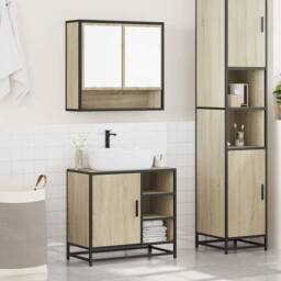 Berkfield Home 2 Piece Bathroom Furniture Set Sonoma Oak Engineered Wood in Brown - thumbnail 3
