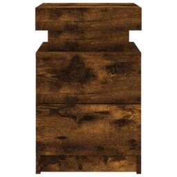 Berkfield Home Beautiful Bedside Cabinets with LED Lights 2 pcs Smoked Oak 35x39 in Brown - thumbnail 9