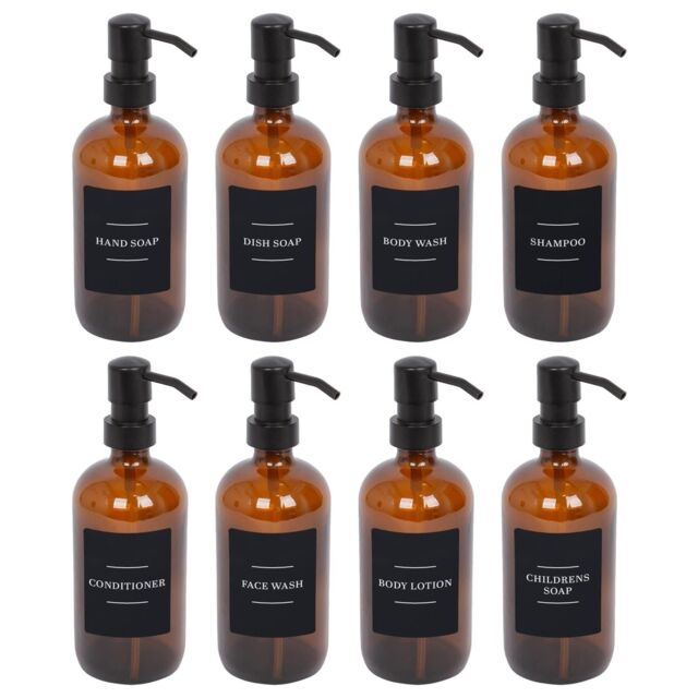 Harbour Housewares Glass Soap Dispensers with Labels - Pack of 8 in Orange - image 1